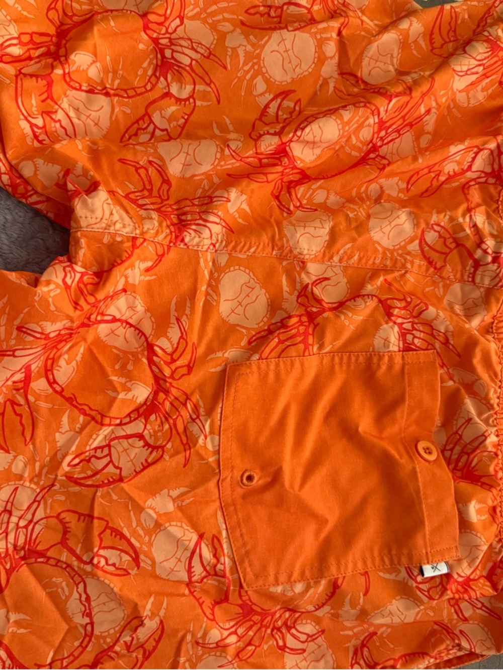 Men's Orange Crab-Print Swim Trunks